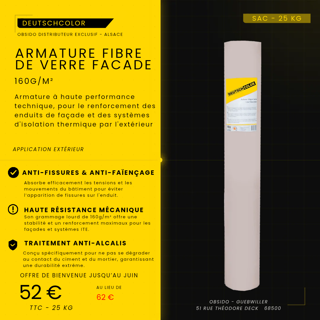 Armature fibre de verre façade